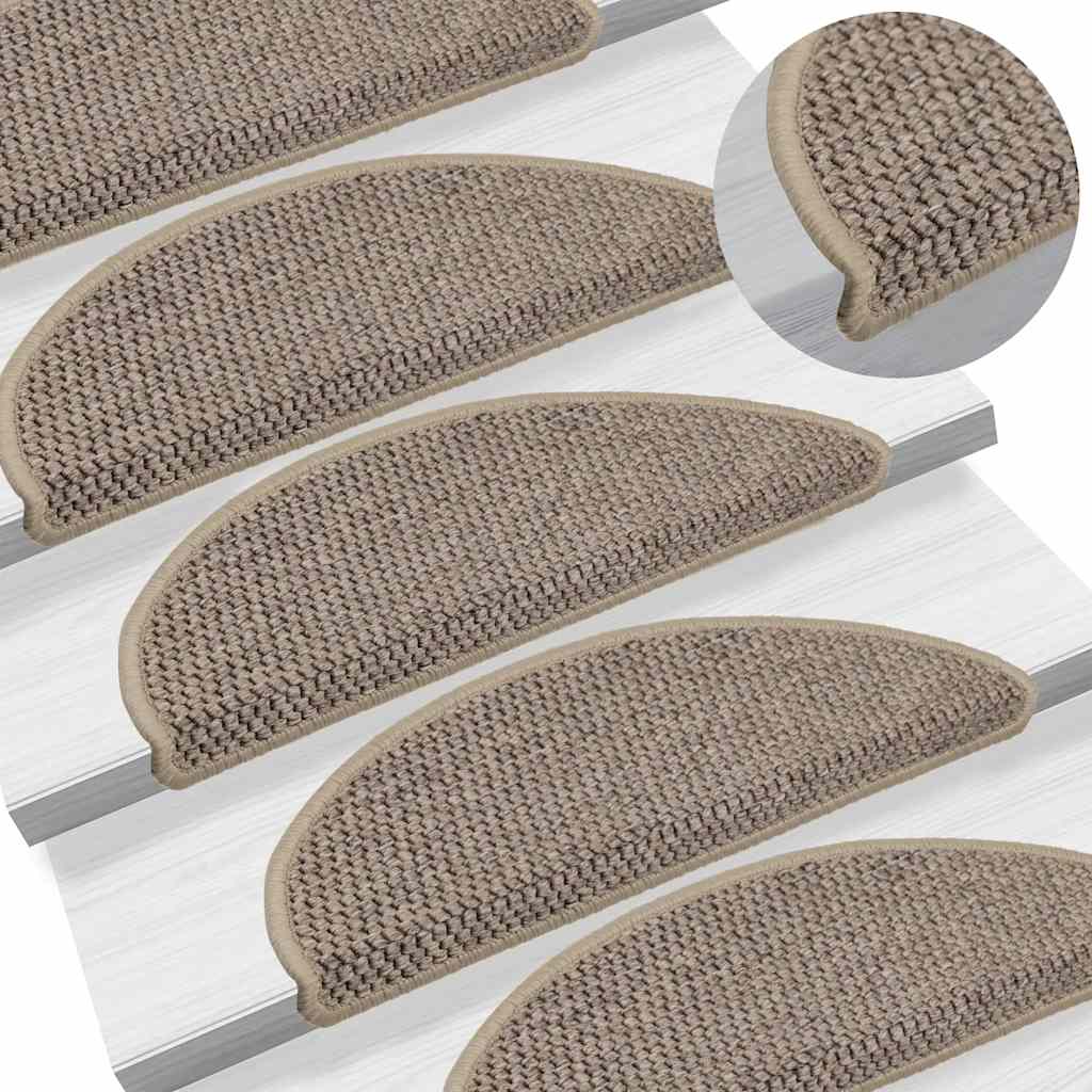 Tappeti Adesivi Scale Aspetto Sisal 15 Pz 56x17x3cm Beige Scuro - Image 4