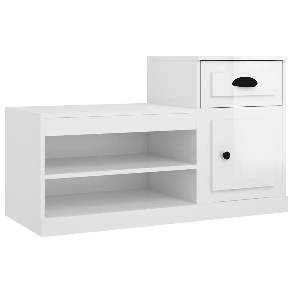 Scarpiera Bianco Lucido 100x42x60 Cm In Legno Multistrato