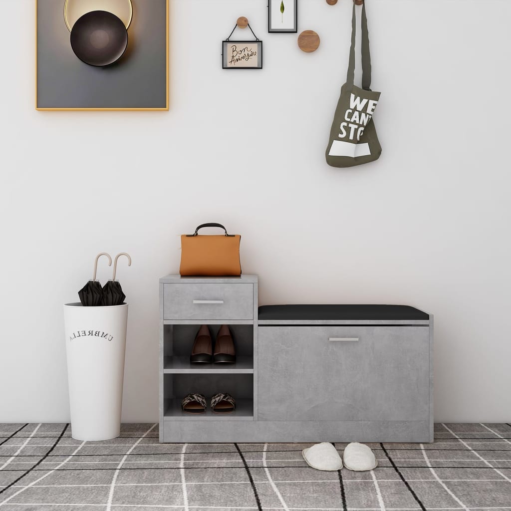 Panca Porta Scarpe Grigio Cemento 94,5x31x57 Cm Multistrato - Image 4