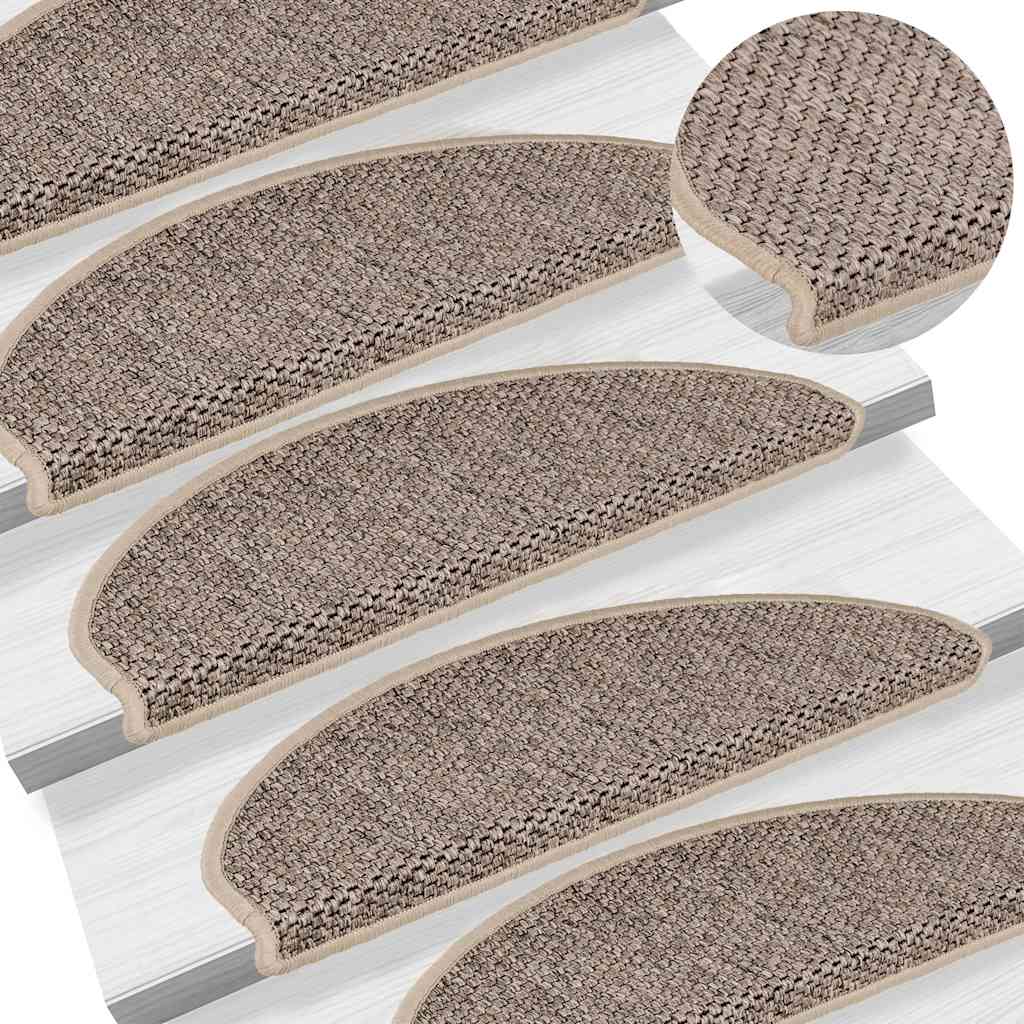 Tappeti Adesivi Scale Aspetto Sisal 15 Pz 65x21x4cm Beige Scuro - Image 4