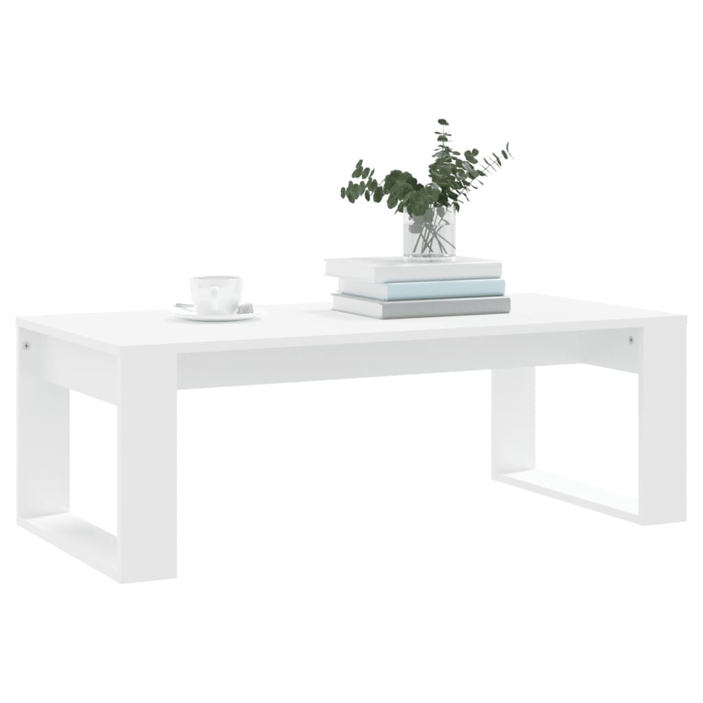 Tavolino Da Salotto Bianco 102x50x35 Cm In Legno Multistrato