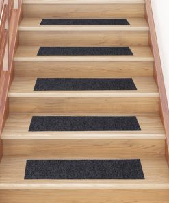 Tappetini Per Scale Autoadesivi 15 Pz 76x20 Cm Grigio Rettangolari