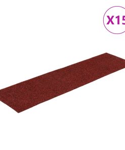 Tappetini Per Scale Autoadesivi 15 Pz 76x20 Cm Bordeaux Rosso Rettangolari