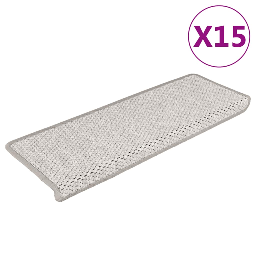Tappeti Autoadesivi Scale Aspetto Sisal 15 Pz 65x21x4cm Platino - Image 2