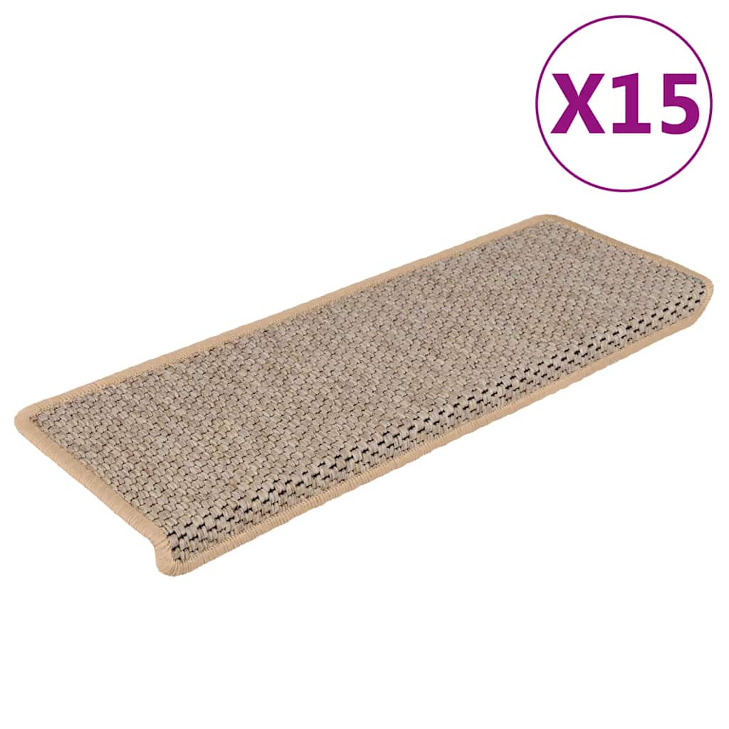 Tappeti Adesivi Scale Aspetto Sisal 15pz 65x21x4cm Beige Chiaro - Image 4