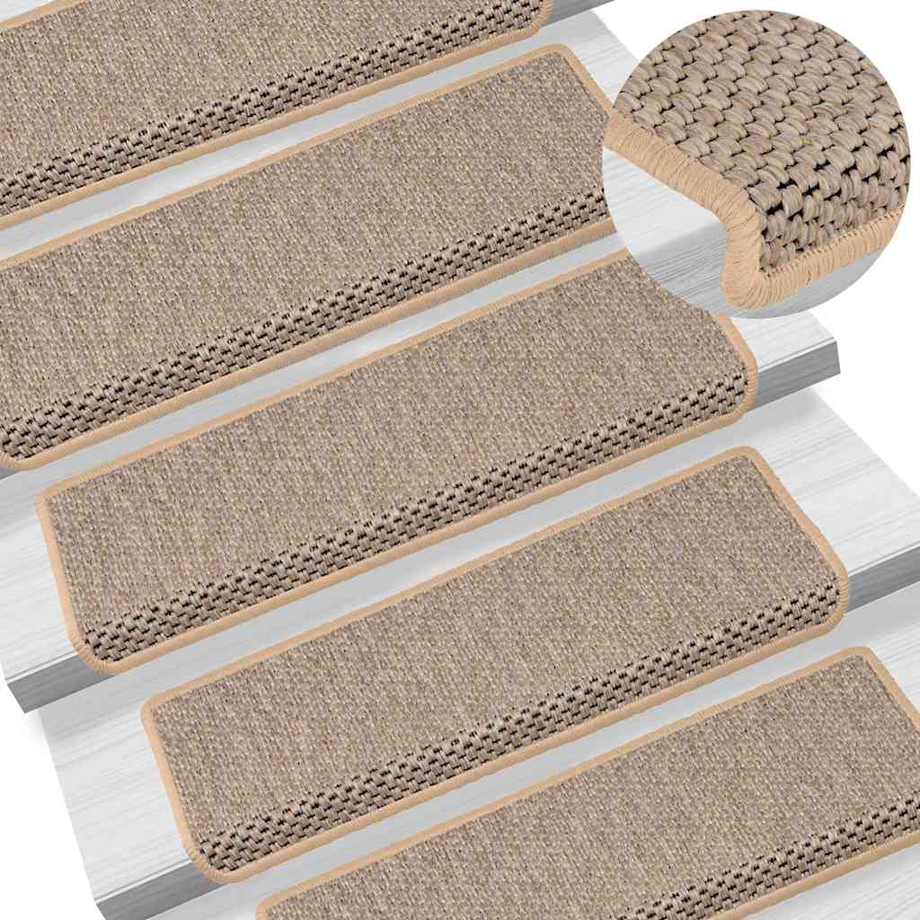 Tappeti Adesivi Scale Aspetto Sisal 15pz 65x21x4cm Beige Chiaro - Image 2