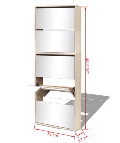Scarpiera A 5 Strati Con Specchio Rovere 63x17x169,5 cm