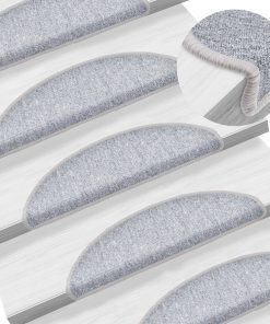 Tappetini Per Scale 15 Pz Grigio Chiaro 56x17x3 cm