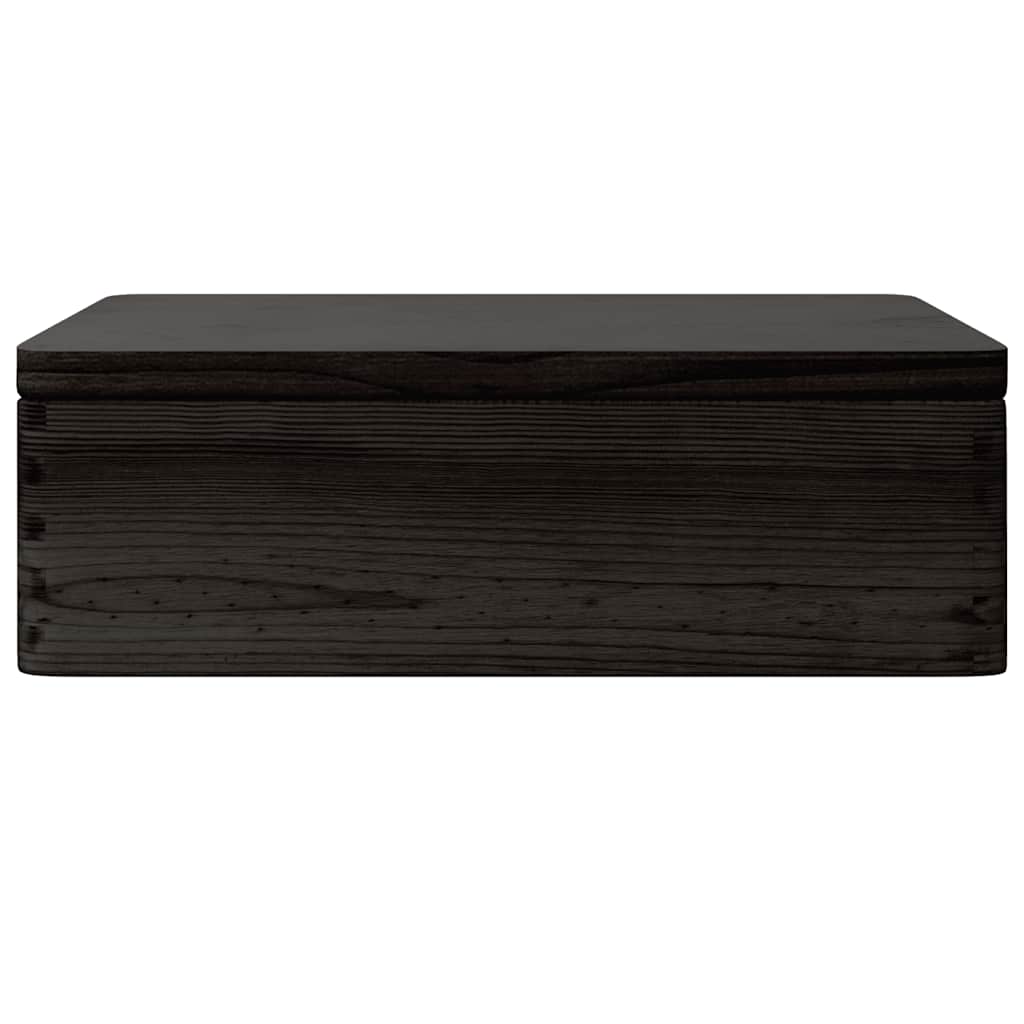 Scatola In Legno Con Coperchio Nero 40x30x13cm In Legno Di Pino
