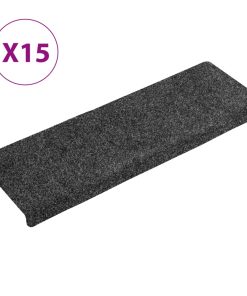 Tappetini Per Scale Autoadesivi 15 Pz 65x21x4 Cm Grigio Bordo Rettangolare