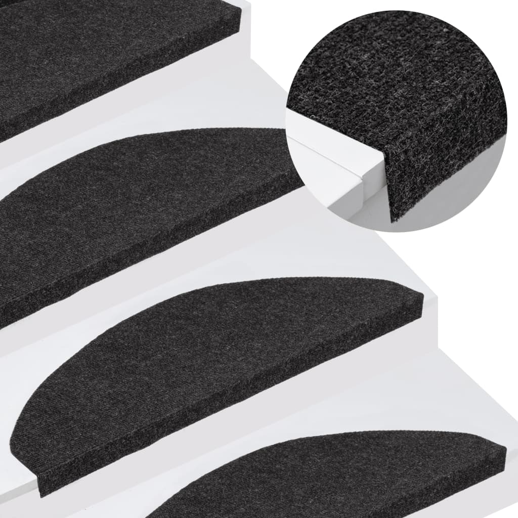 Tappetini Autoadesivi Per Scale 15 Pz 65x22,5x3,5 Cm Neri