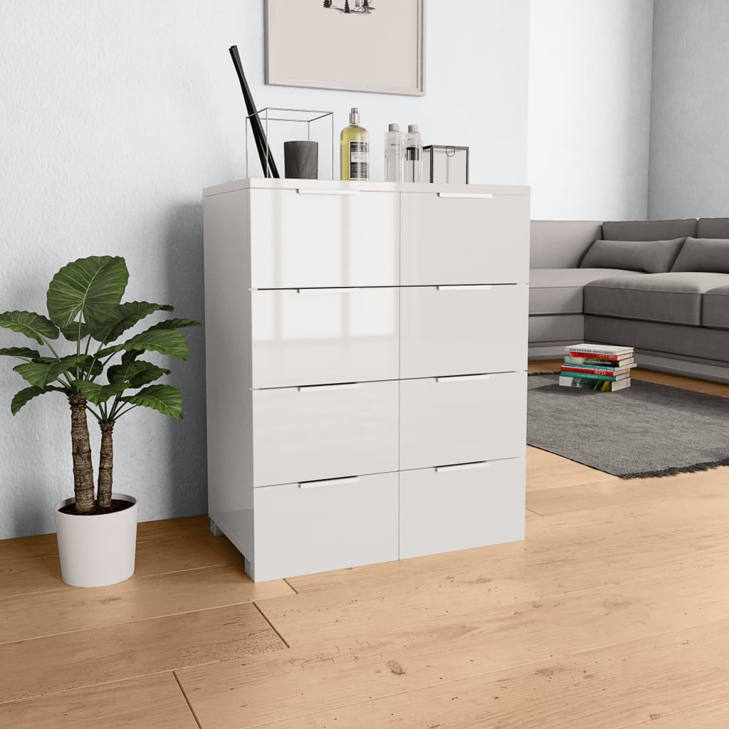 Credenza Bianco Lucido 60x35x80 Cm In Legno Multistrato - Image 4