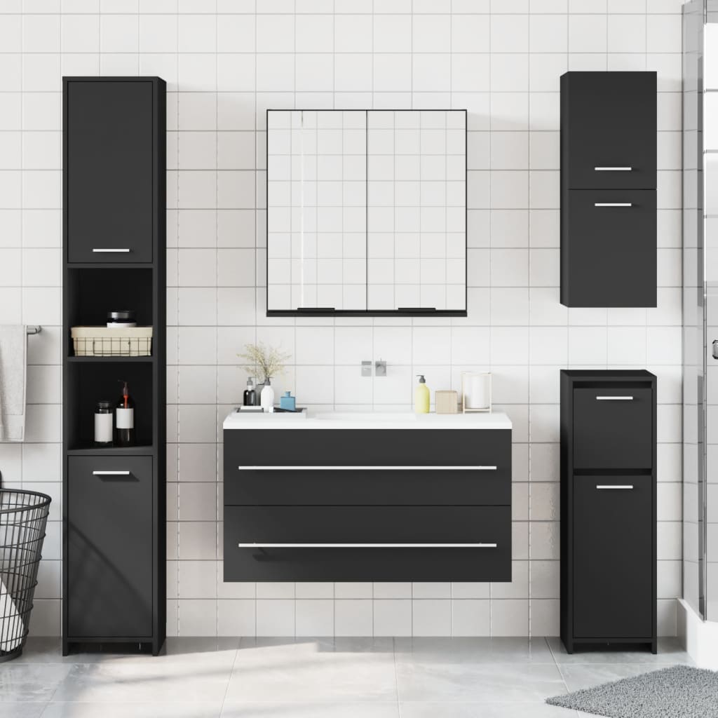 Armadietto Specchio Da Bagno Nero 64x20x67 Cm Legno Multistrato - Image 4