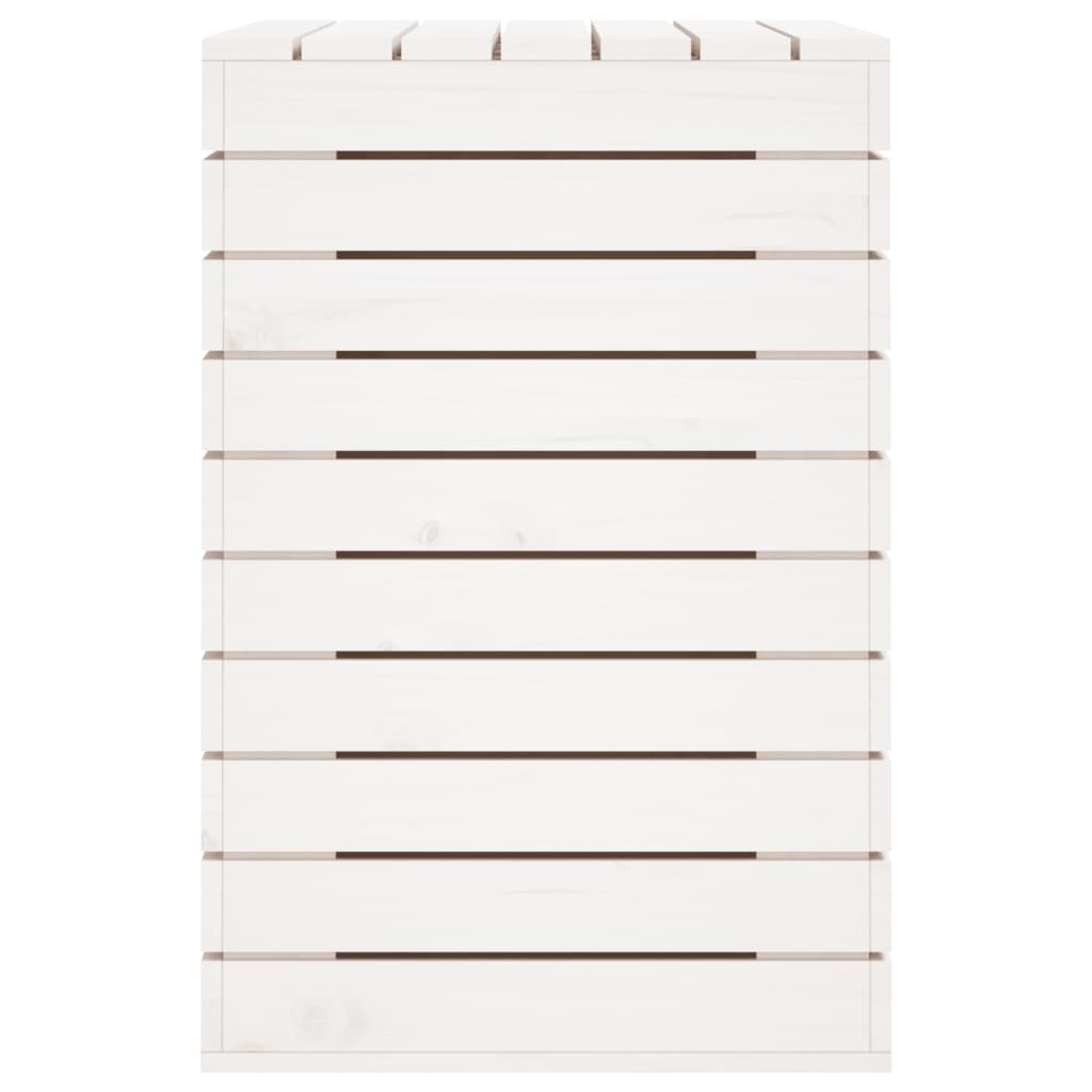 Cesto Per Bucato Bianco 88,5x44x66 Cm Legno Massello Pino - Image 5
