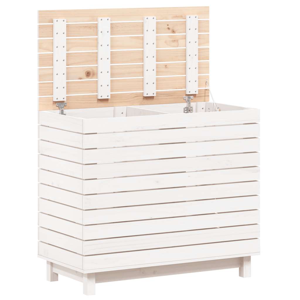 Cesto Per Bucato Bianco 88,5x44x76 Cm Legno Massello Pino - Image 2