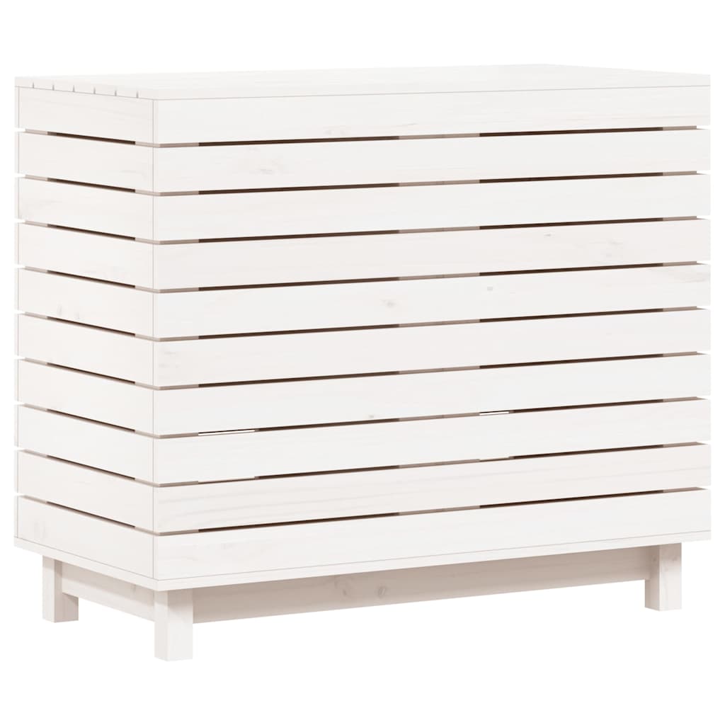 Cesto Per Bucato Bianco 88,5x44x76 Cm Legno Massello Pino - Image 6