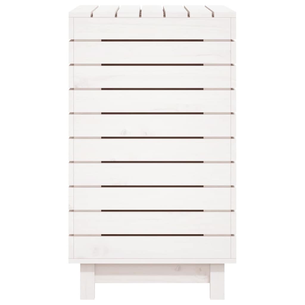 Cesto Per Bucato Bianco 88,5x44x76 Cm Legno Massello Pino - Image 5