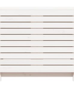 Cesto Per Bucato Bianco 88,5x44x76 Cm Legno Massello Pino