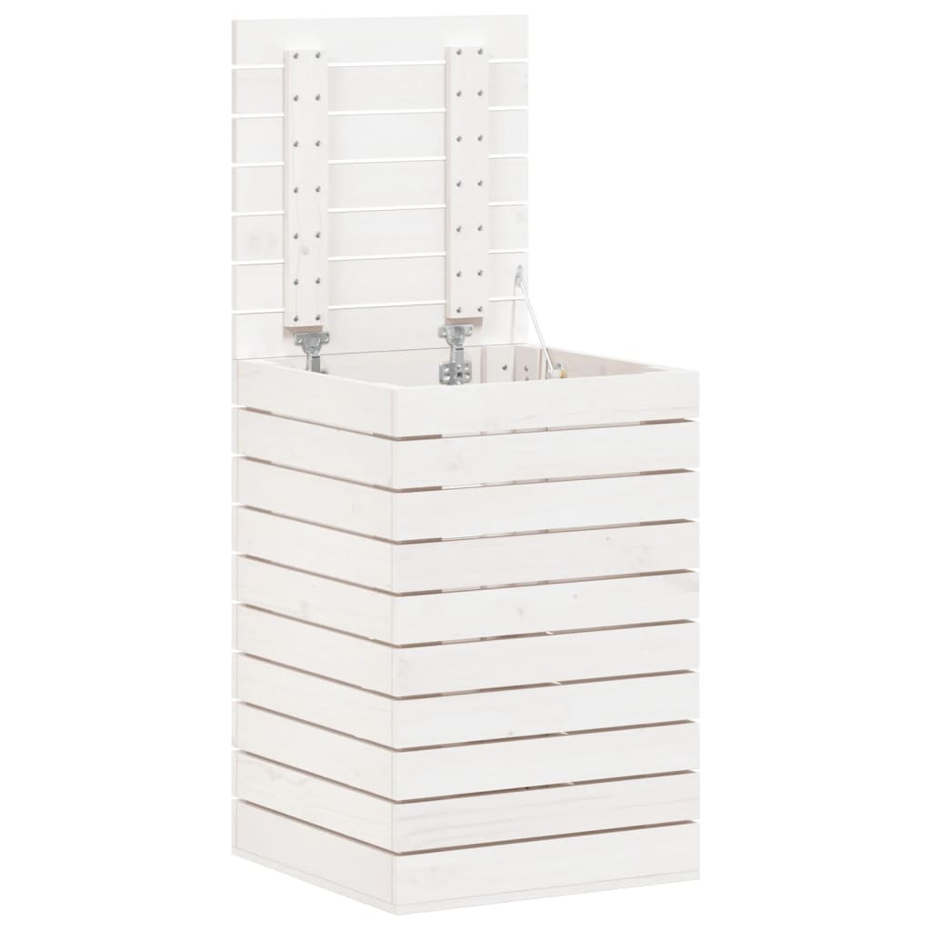 Cesto Per Bucato Bianco 44x44x66 Cm Legno Massello Pino - Image 5