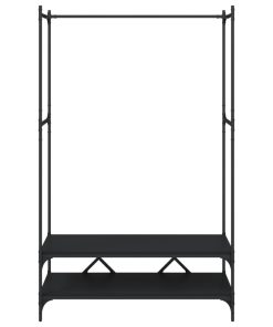 Appendiabiti Con Scaffali Nero In Legno Multistrato