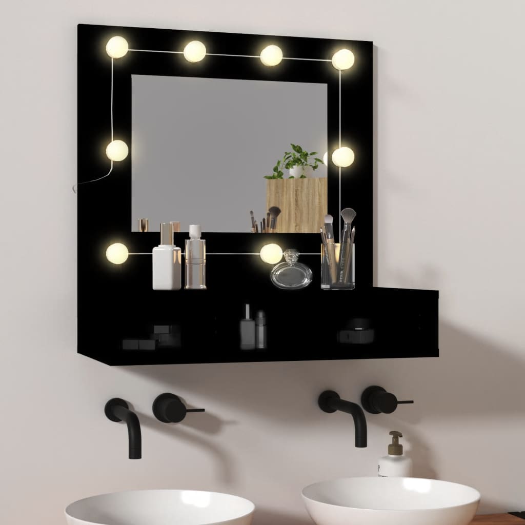 Mobile A Specchio Con Led Nero 60x31,5x62 cm - Image 4