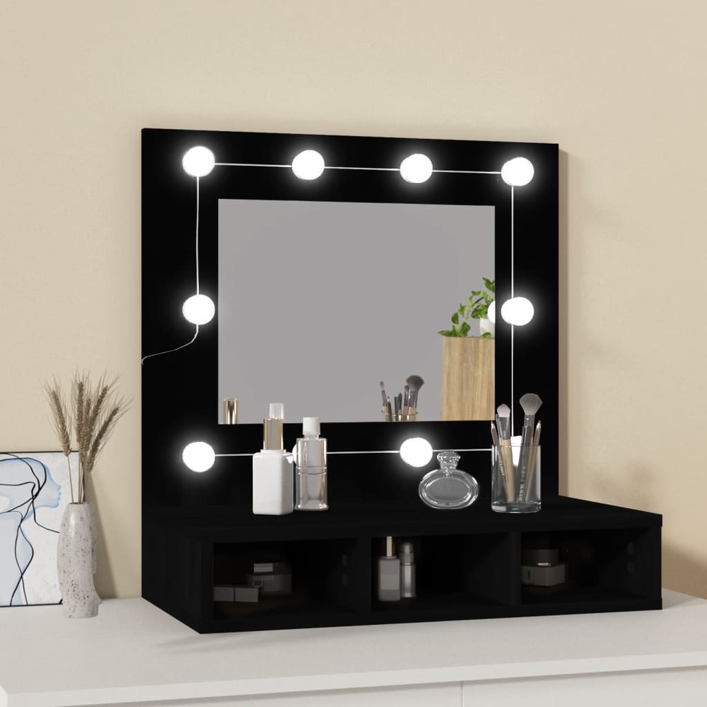 Mobile A Specchio Con Led Nero 60x31,5x62 cm - Image 2