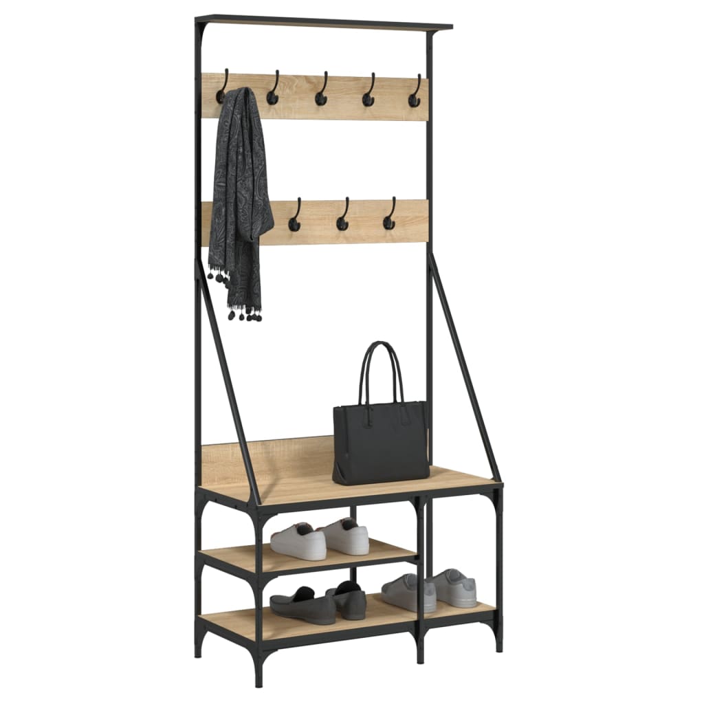 Appendiabiti Con Porta Scarpe Rovere Sonoma 80x40x184 cm