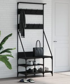 Appendiabiti Con Porta Scarpe Nero 80x40x184 cm