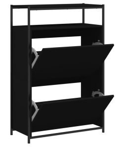 Scarpiera Nera 75x34x112 Cm In Legno Multistrato
