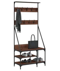 Appendiabiti Con Porta Scarpe Rovere Marrone 80x40x184 cm