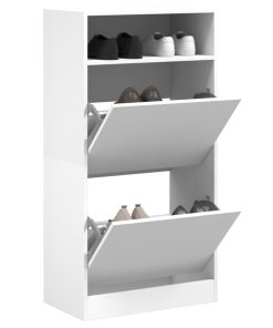 Scarpiera Bianca 60x34x116 Cm In Legno Multistrato