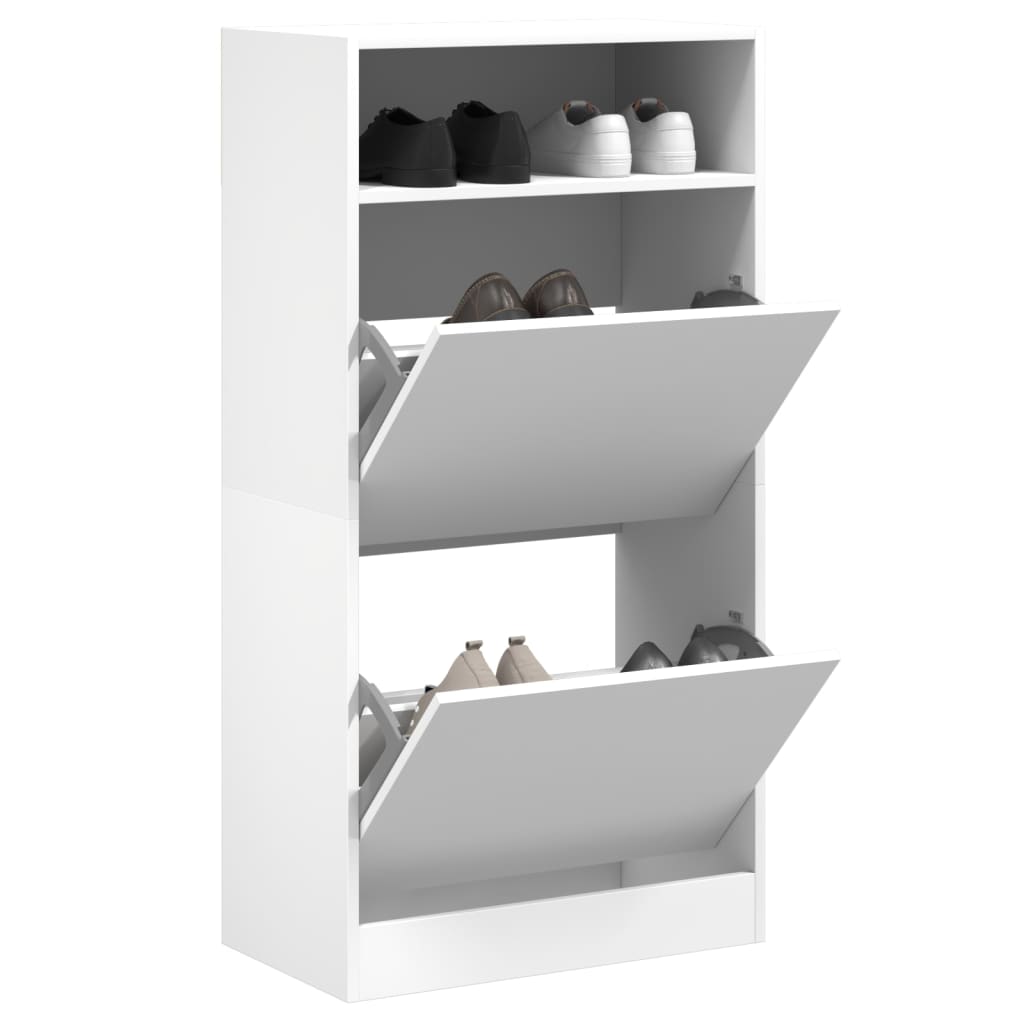 Scarpiera Bianca 60x34x116 Cm In Legno Multistrato
