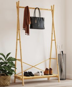 Appendiabiti Con Ripiano 102x50x190 Cm In Bambù