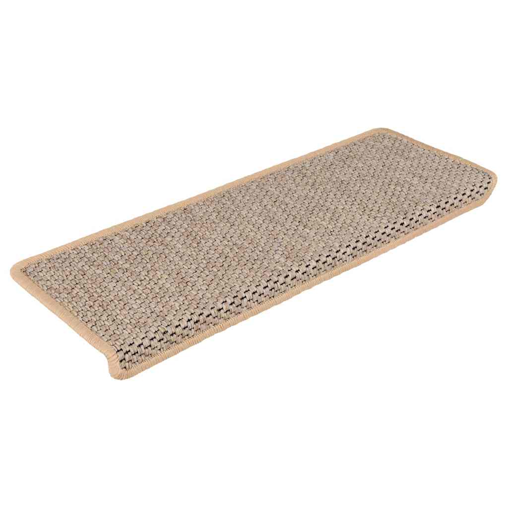 Tappeti Adesivi Scale Aspetto Sisal 30pz 65x21x4cm Beige Chiaro