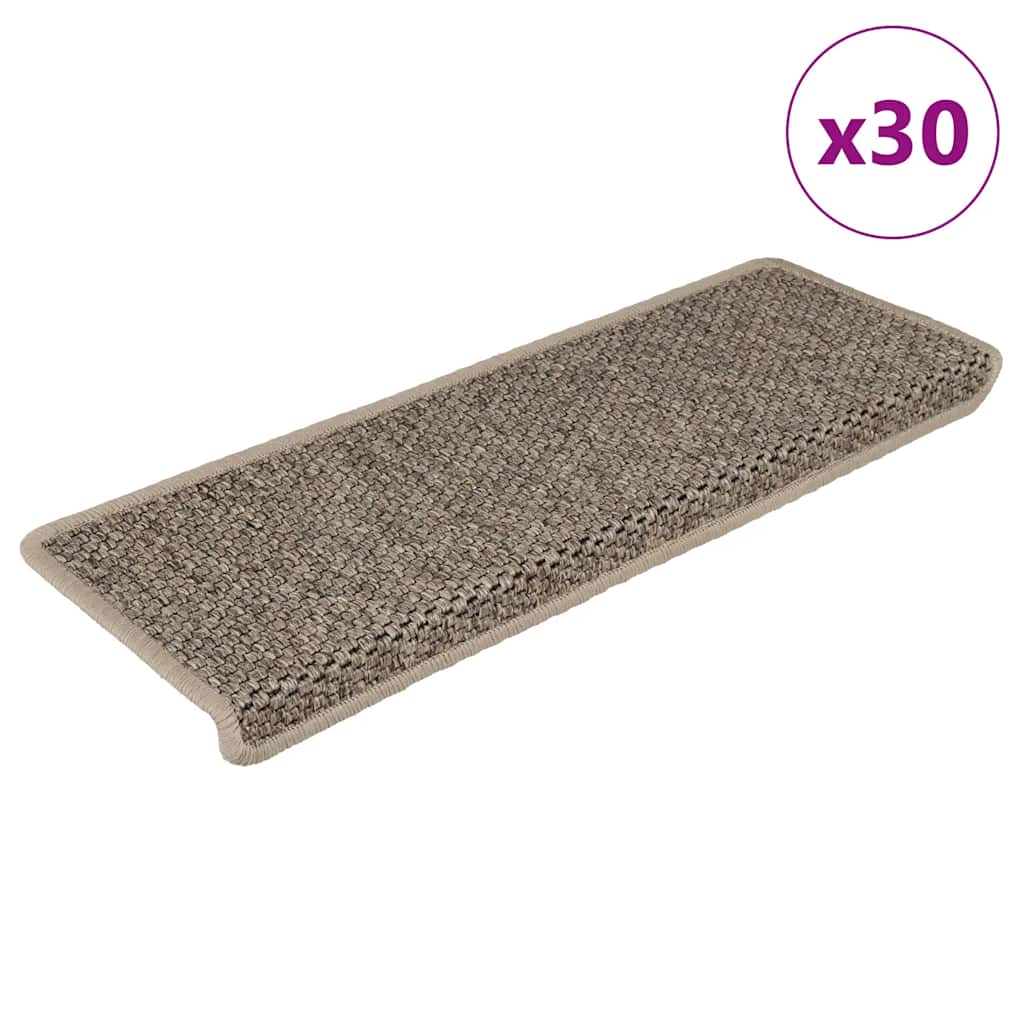 Tappeti Adesivi Scale Aspetto Sisal 30 Pz 65x21x4cm Beige Scuro - Image 6