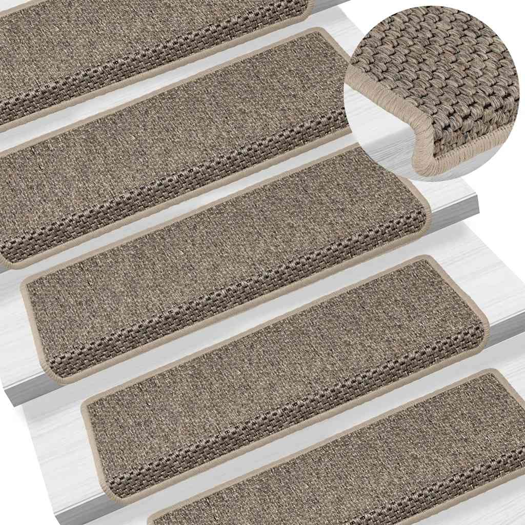 Tappeti Adesivi Scale Aspetto Sisal 30 Pz 65x21x4cm Beige Scuro - Image 5
