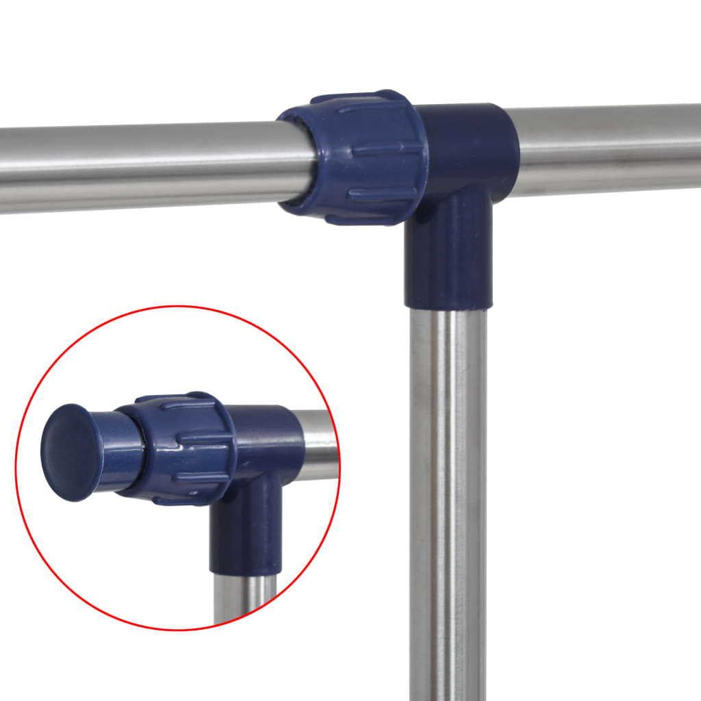 Porta Abiti Regolabile In Acciaio 165x44x150 Cm Argento