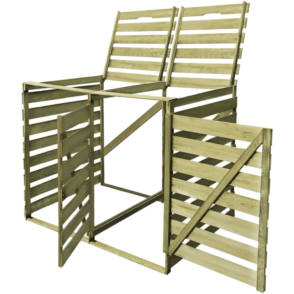 Copribidone Doppio Per Spazzatura 240 L In Legno Impregnato - Image 4