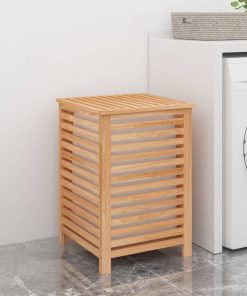 Cesto Del Bucato 45x45x65 Cm Legno Massello Di Noce
