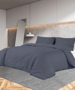 Set Copripiumino Antracite 240x220 Cm In Microfibra Leggera