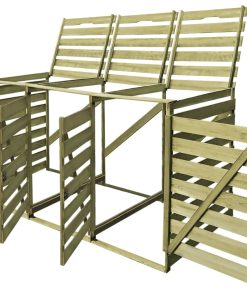 Copribidone Per Spazzatura Triplo 240 L In Legno Impregnato