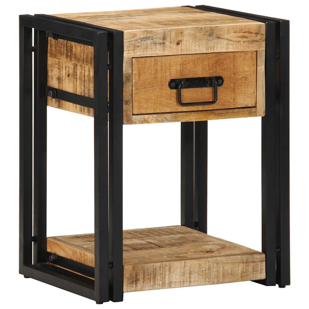 Comodino 40x35x50 Cm In Legno Grezzo Massello Di Mango