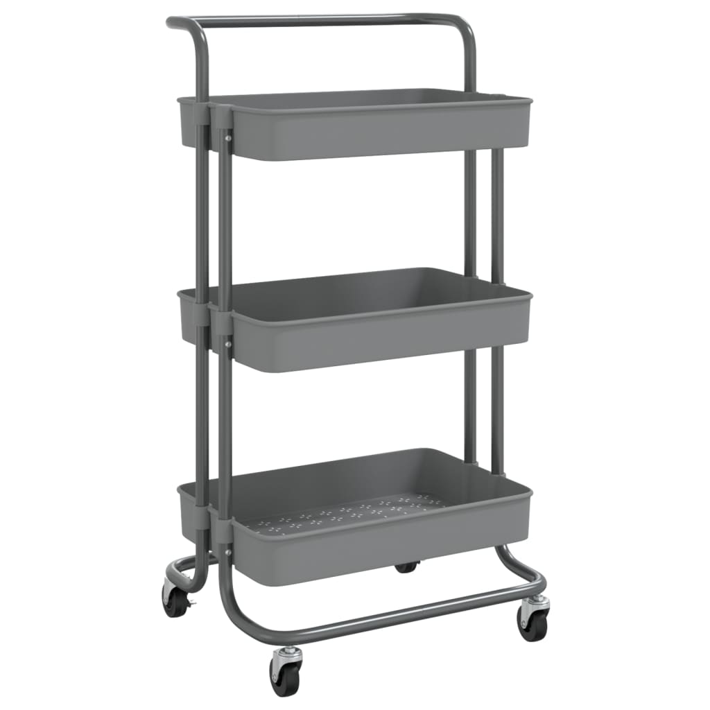 Carrello Da Cucina 3 Ripiani Grigio 42x35x85 Cm Ferro E Abs