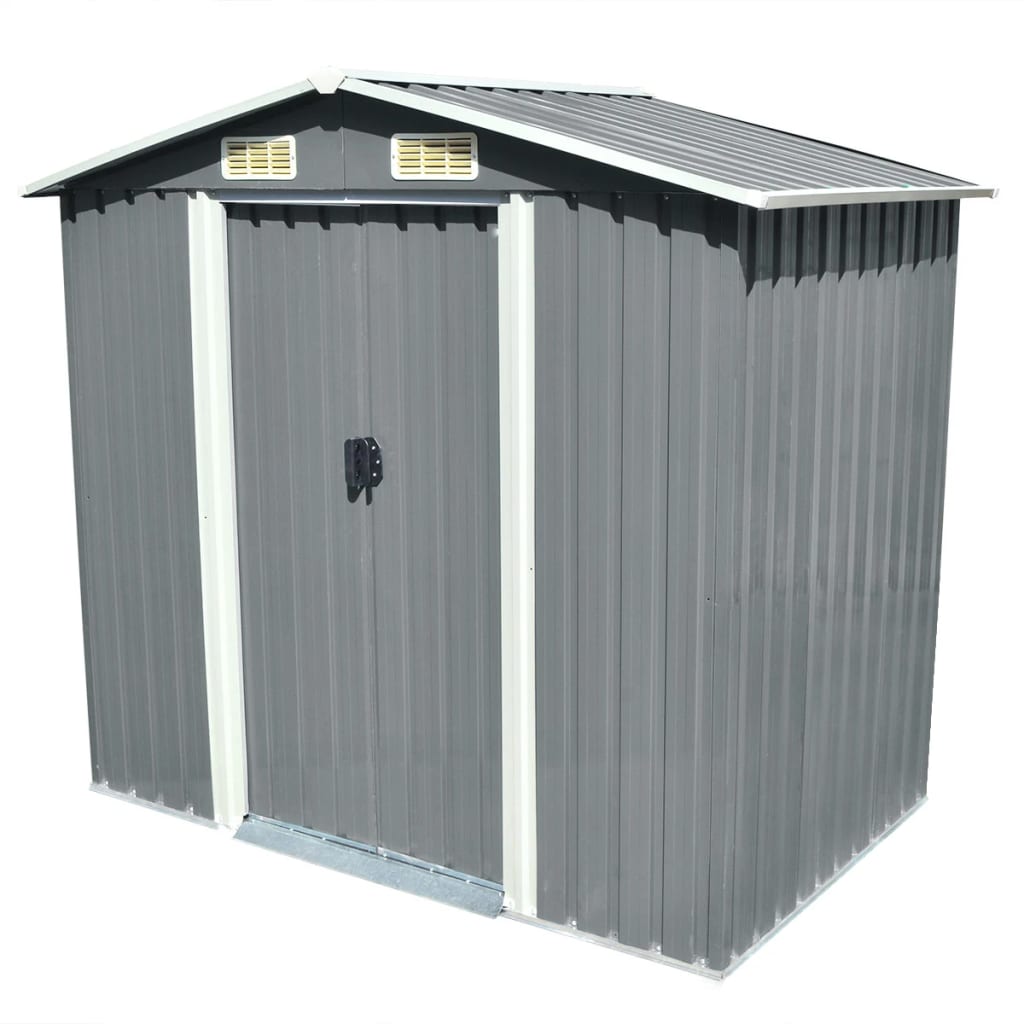 Capanno Per Attrezzi In Metallo Grigio 204x132x186 cm