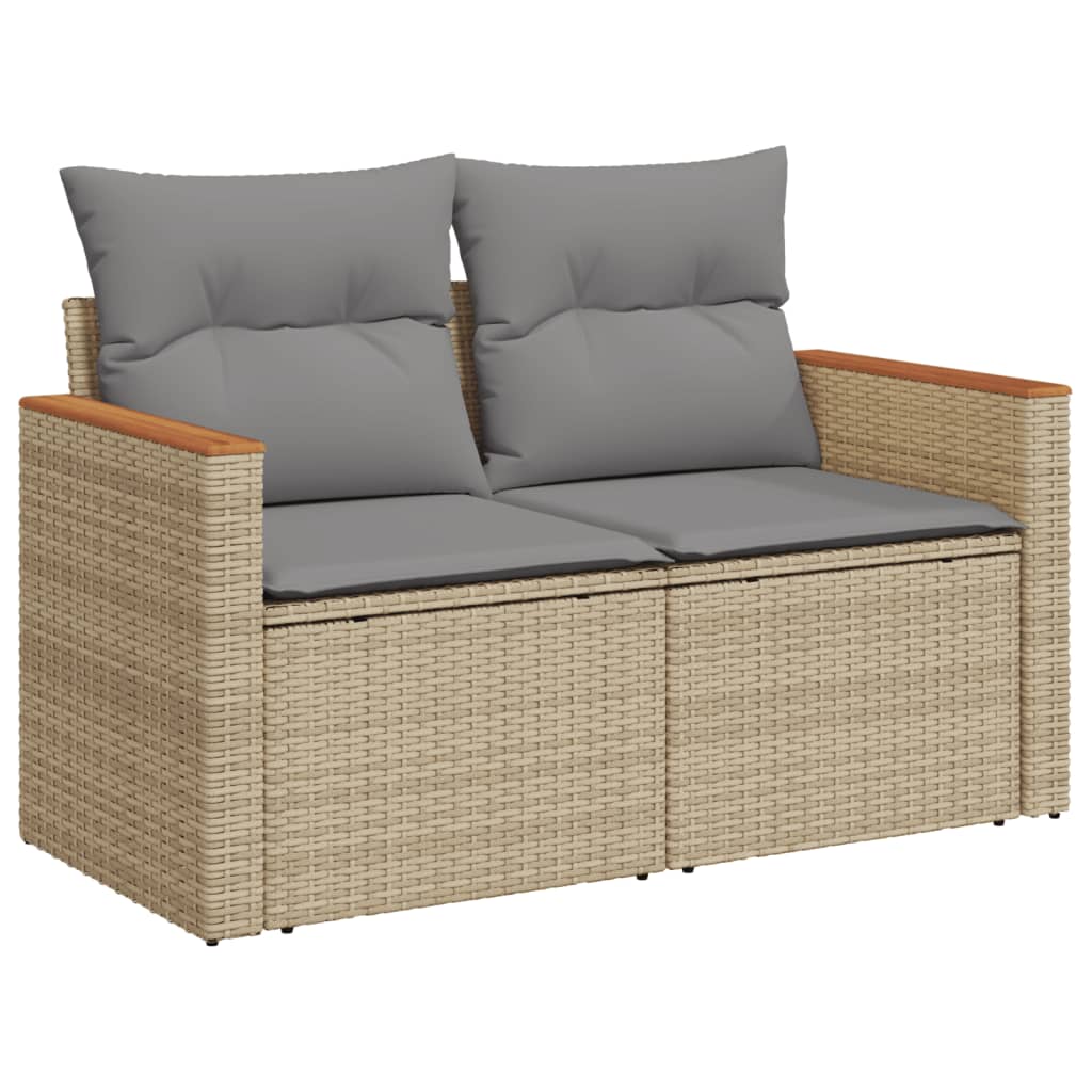 Set Divano Da Giardino 10 Pz Con Cuscini Beige Misto Polyrattan - Image 2