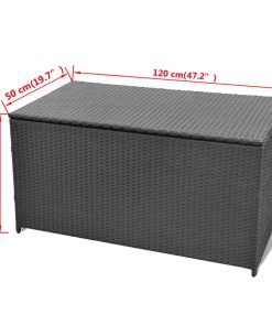 Baule Da Giardino Nero 120x50x60 Cm In Polyrattan