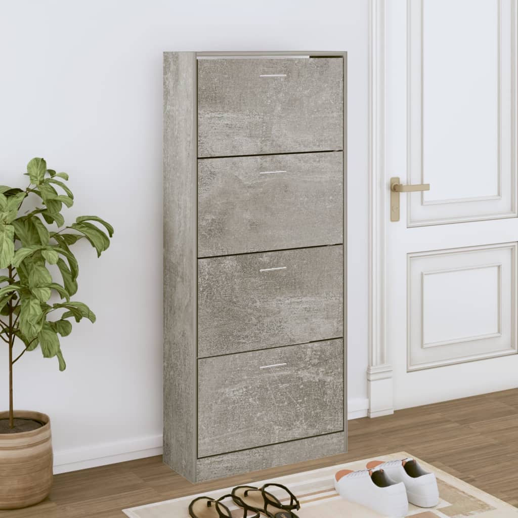 Scarpiera Grigio Cemento 63x24x147 Cm In Legno Multistrato