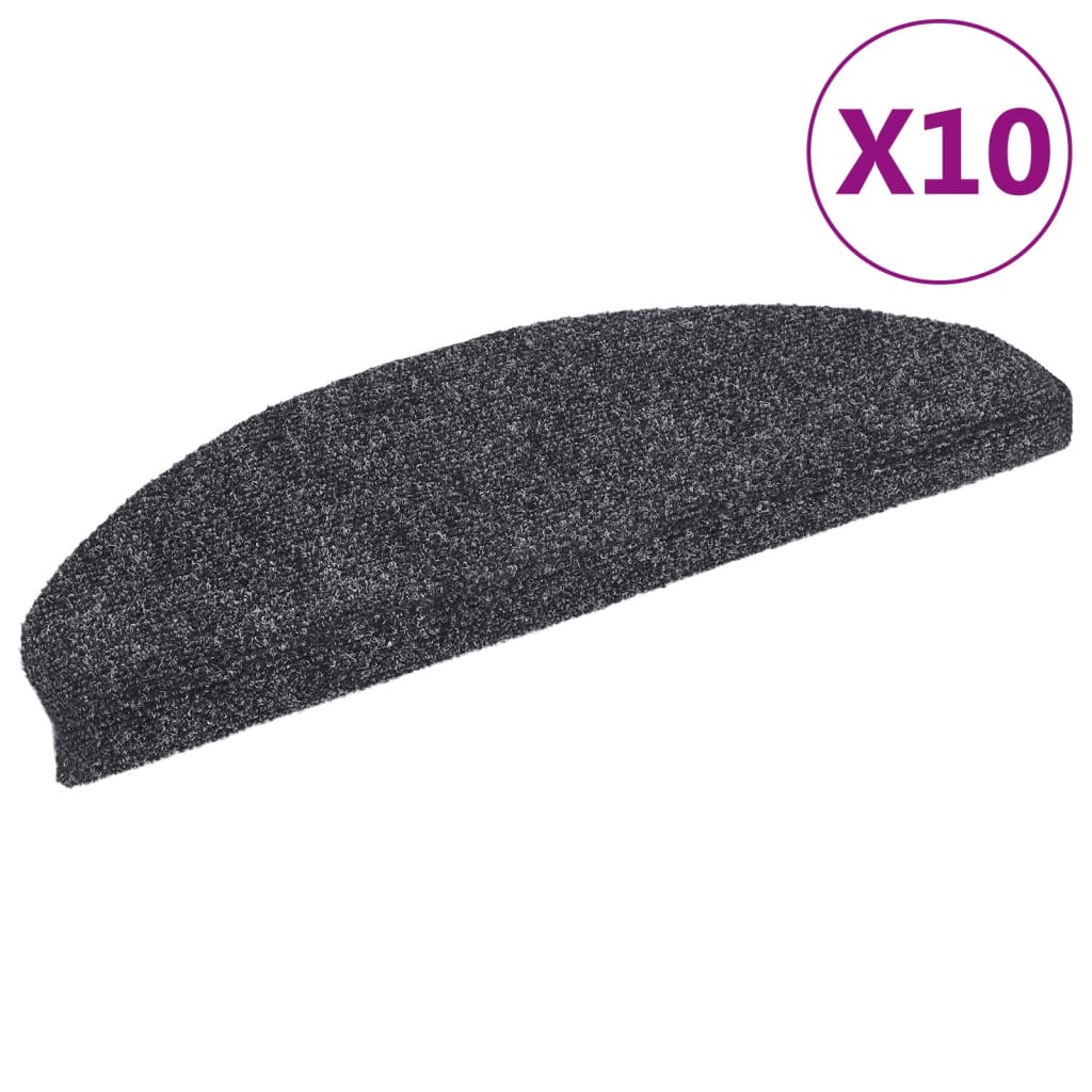 Tappetini Per Scale Autoadesivi 10 Pz 65x21x4 Cm Grigio Scuro Semicircolari Grandi