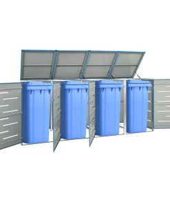 Copri Bidoni Pattume Quadruplo 276,5x77,5x112,5 Cm Acciaio Inox