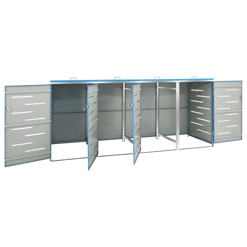 Copri Bidoni Pattume Quadruplo 276,5x77,5x112,5 Cm Acciaio Inox - Image 5